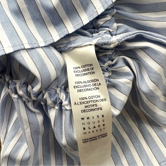 NWT WHBM Off-The-Shoulder Embroidered Stripe Cotton Top - Picture 11 of 11